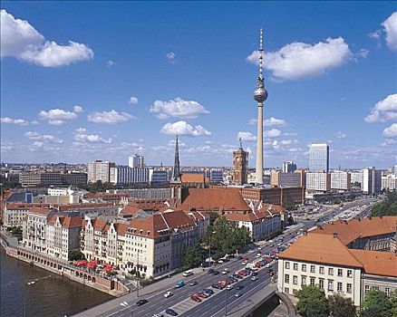 电视塔,市政厅,柏林,德国,欧洲