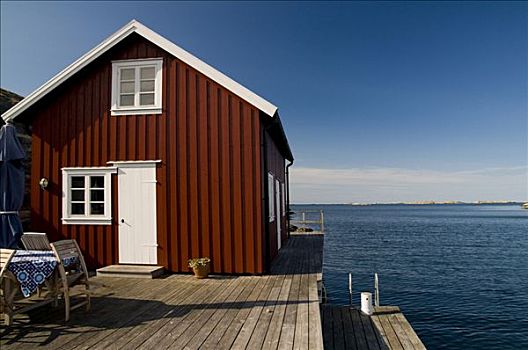 红色,木屋,海洋,瑞典