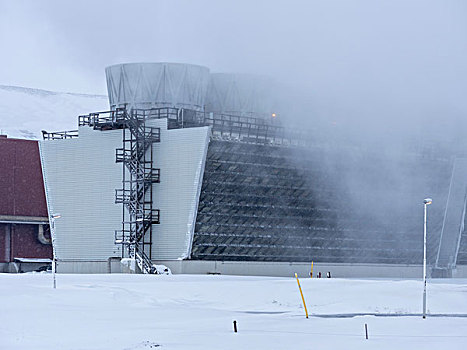 地热发电站,靠近,火山,湖,米湖,冰岛,大幅,尺寸