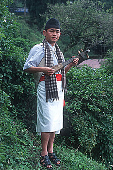 锡金,男人,传统服装,甘托克,印度,2000年