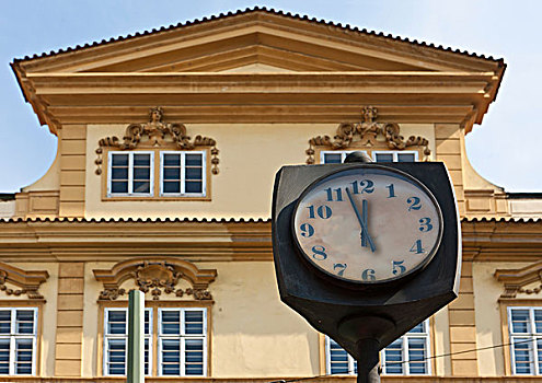 钟表,展示,五个,老城,布拉格,捷克共和国,欧洲