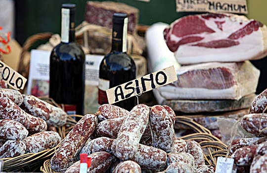 肉,葡萄酒,市场,奥尔达湖地区,意大利