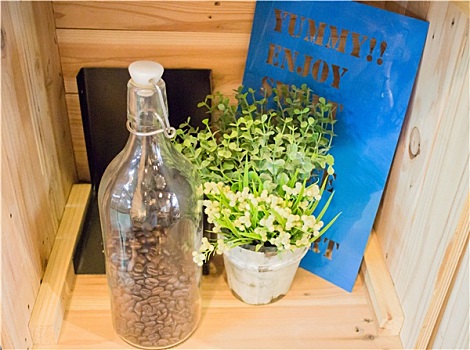 咖啡豆,植物,装饰,木盒