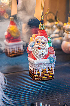 传统,玻璃,装饰,圣诞老人,烟囱,圣诞市场,亚琛,德国