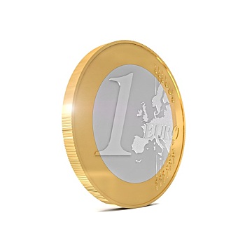 欧元硬币,白色背景