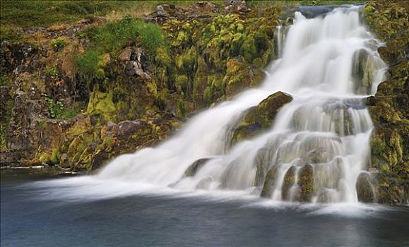 瀑布,仰视,西海岸,冰岛,欧洲