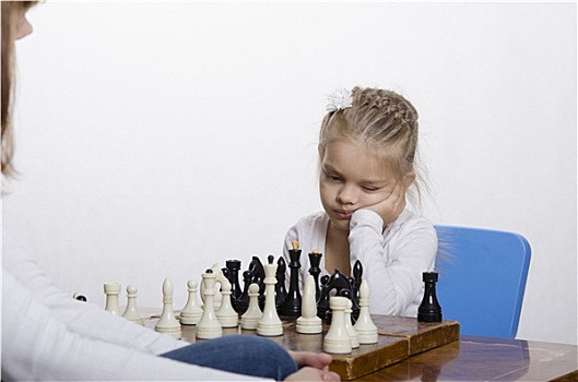 女孩,玩,下棋,好心情