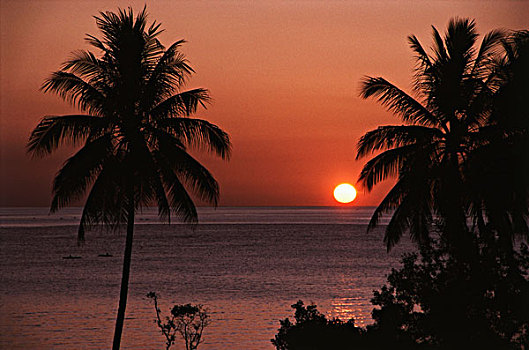 巴厘岛,风景,海洋,日落,大幅,尺寸