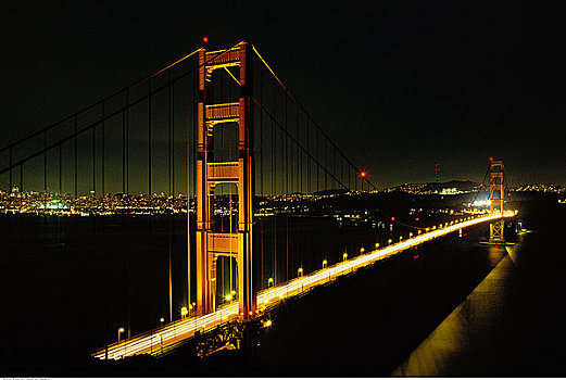 光影,金门大桥,城市,夜景,旧金山,加利福尼亚,美国