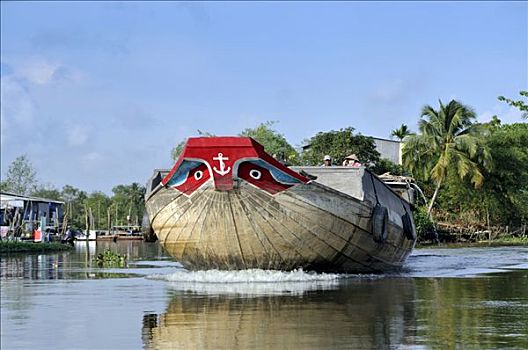 船,传统,装饰,船首,湄公河,越南,东南亚
