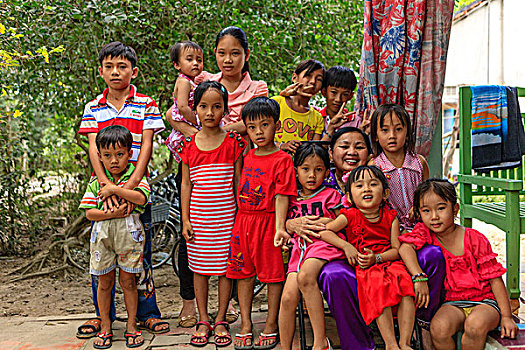 家庭,孩子,姿势,越南,印度支那,东南亚,东方,亚洲