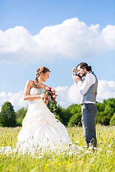 婚礼,情侣,拍照,牧场