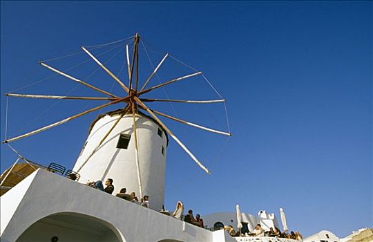风车,圣特林,基克拉迪群岛,希腊,欧洲