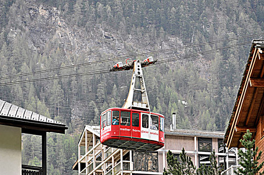 有轨电车,策马特峰,瓦莱州,阿尔卑斯山,瑞士,欧洲