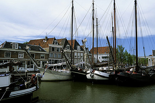 荷兰,港口,老,船