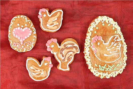 复活节,姜饼,公鸡,母鸡