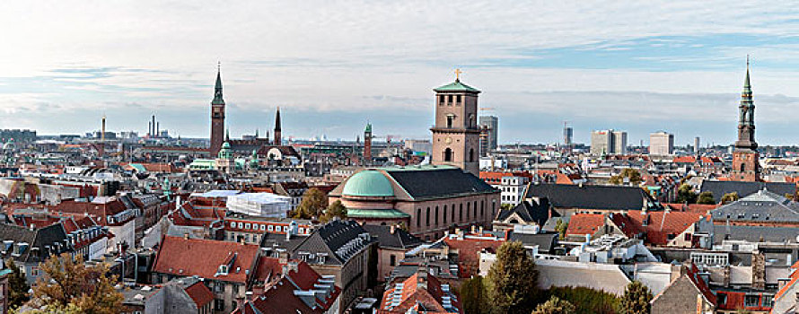 全景,哥本哈根,城市,风景,中心,丹麦,大幅,尺寸