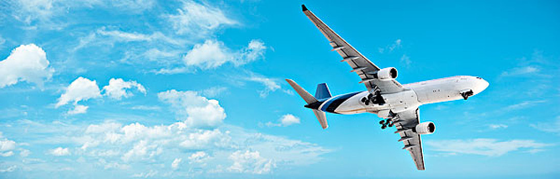 喷气式飞机,蓝色,阴天,全景,构图