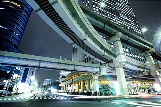 东京,城市道路,夜晚