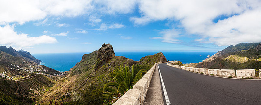 弯曲,山路,山,靠近,乡村,特内里费岛,加纳利群岛,西班牙,欧洲