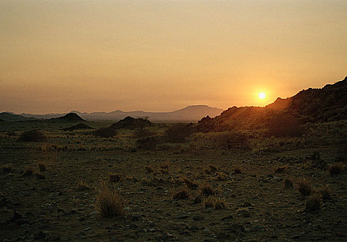 日落,上方,干燥地带,埃托沙国家公园,纳米比亚