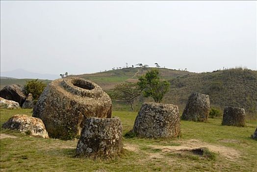 许多,巨大,独块巨石,石头,朴素,省,老挝,东南亚