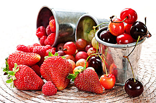 种类,夏季水果,浆果,金属,桶