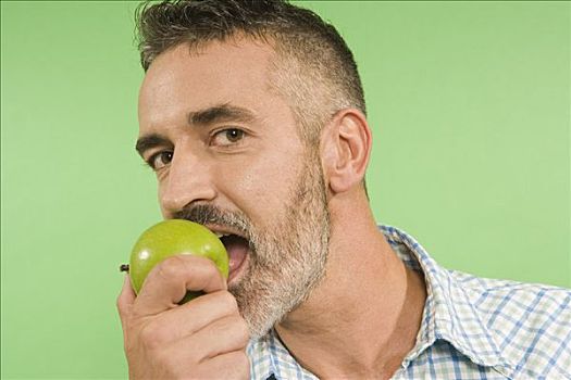男人,吃,苹果
