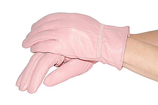 女人,粉色,皮革,手套