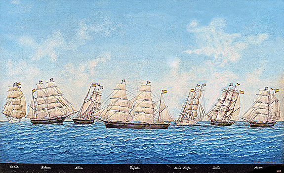 帆船,船队,运输,19世纪