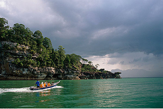 人,旅行,船,巴戈国家公园,婆罗洲,马来西亚