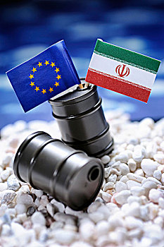欧盟盟旗,旗帜,伊朗,油,桶,象征,欧盟