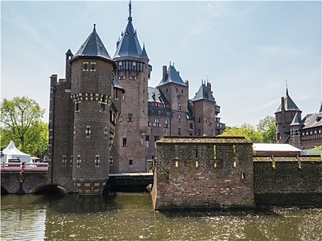 城堡,头发,荷兰,围绕,护城河