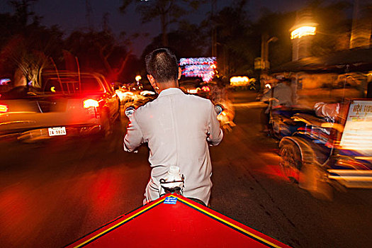 柬埔寨,收获,嘟嘟车,乘客,风景