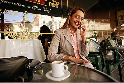职业女性,手机,咖啡