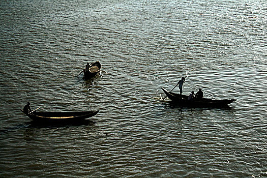 一个,污染,河,孟加拉,八月,2008年