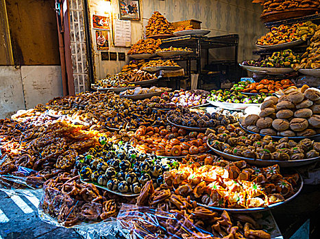 调味品,干果,出售,市场货摊,露天市场,历史,麦地那,玛拉喀什,摩洛哥,非洲