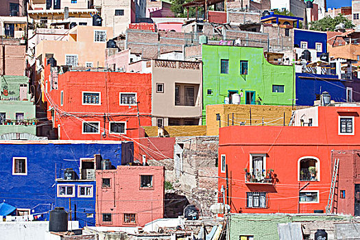 墨西哥,瓜纳华托,彩色,房子,山坡