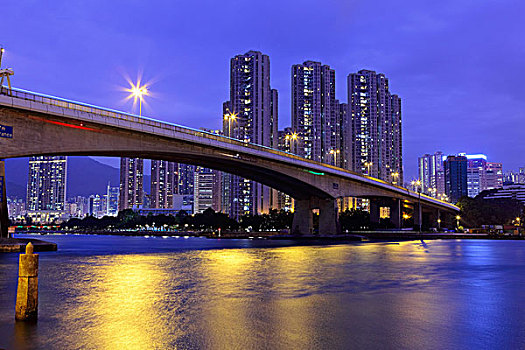 桥,上方,海洋,香港