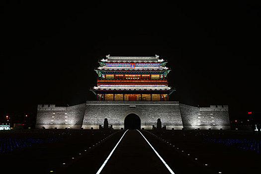 北京永定门城楼夜景