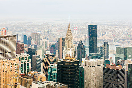 俯视,克莱斯勒大厦,天际线,曼哈顿,纽约,美国,北美