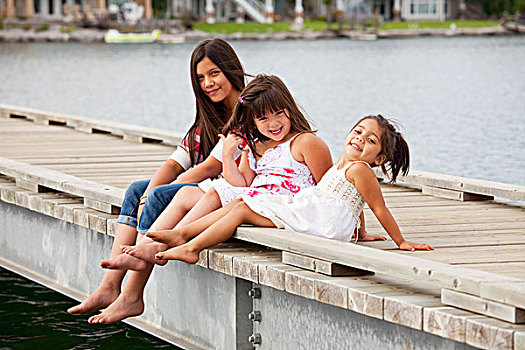 三姐妹山,码头,住宅,湖,社区,艾伯塔省,加拿大
