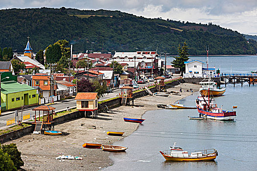 智利,奇洛埃岛,城镇景色