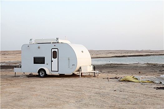 拖车,海滩,阿拉伯湾,卡塔尔