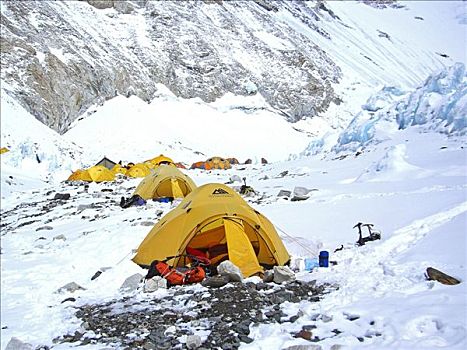 黄色,帐篷,露营,西部,珠穆朗玛峰,喜马拉雅山,尼泊尔