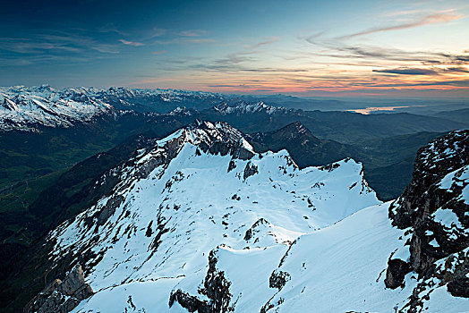 日落,风景,阿彭策尔,阿尔卑斯山,瑞士,欧洲