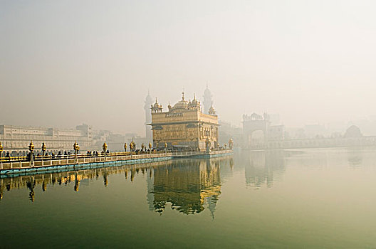 反射,庙宇,水中,金庙,印度,旁遮普
