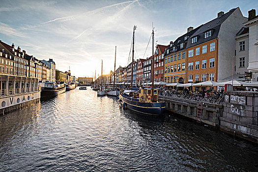 彩色,建筑,特色,船,运河,娱乐区,新港,哥本哈根,丹麦,欧洲