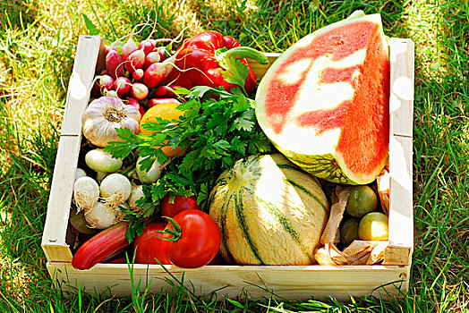 板条箱,夏季水果,蔬菜