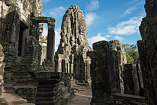 印象深刻,脸,巴戎寺,寺院,建造,国王,结束,12世纪,吴哥,收获,柬埔寨